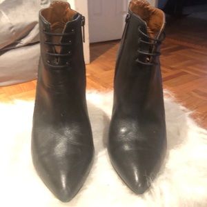 Ankle Booties with faux lace front